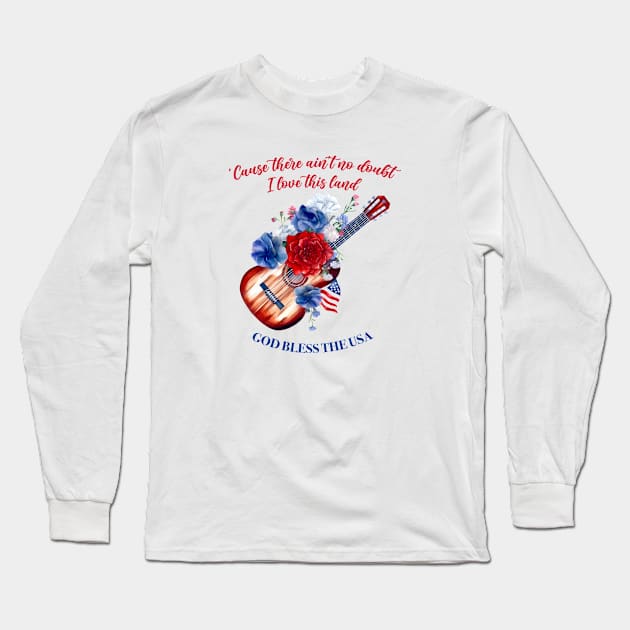 God Bless The USA, Country Music Fourth Of July Long Sleeve T-Shirt by qpdesignco